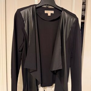 Michael Kors Black Cardigan with Leather Details